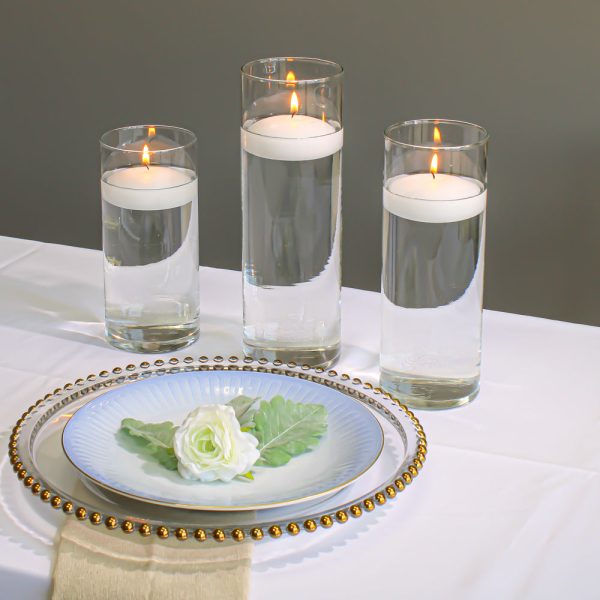 Eastland Cylinder Floating Candle Holders 7.5  , 9  & 10.5  Set of 36 Fashion - Image 2