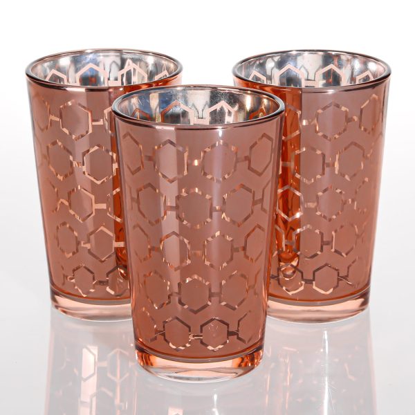 Richland Rose Gold Hexagonal Glass Holder - Large Set of 48 Cheap