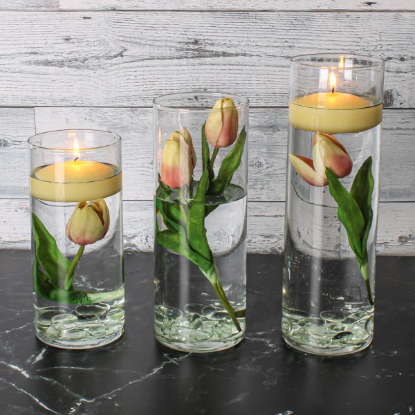 Eastland Cylinder Floating Candle Holders 7.5  , 9  & 10.5  Set of 36 Fashion - Image 4