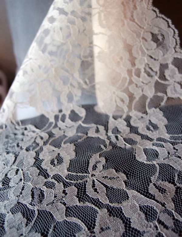 Ivory Chantilly Lace Runner and Sash 14in x 10yds on Sale
