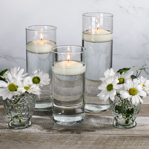 Eastland Cylinder Floating Candle Holders 7.5  , 9  & 10.5  Set of 36 Fashion - Image 3