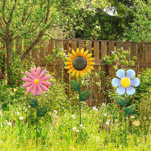 3 Pcs - Metal Flower Garden Yard Stake Online Hot Sale - Image 3