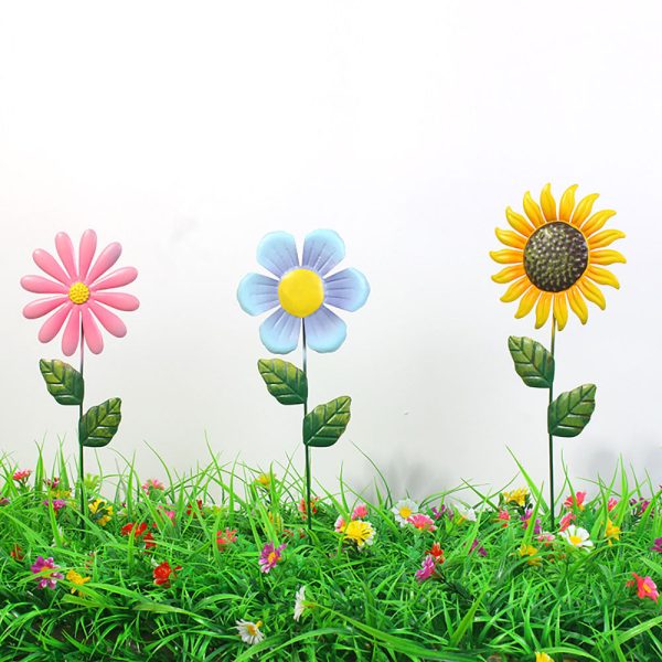 3 Pcs - Metal Flower Garden Yard Stake Online Hot Sale