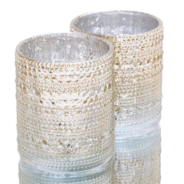 Richland Mercury Candle Holder Pearly Metallic Gold Large Set of 6 Cheap