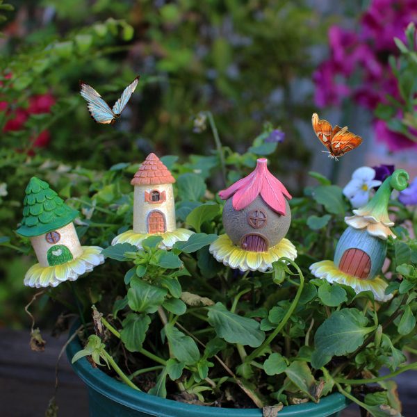 4 Pcs - Mini Fairy House Garden Stake Supply - Image 2
