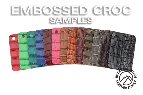 Embossed Crocodile - Luxury Veg Tanned Leather (SAMPLES) For Sale - Image 2
