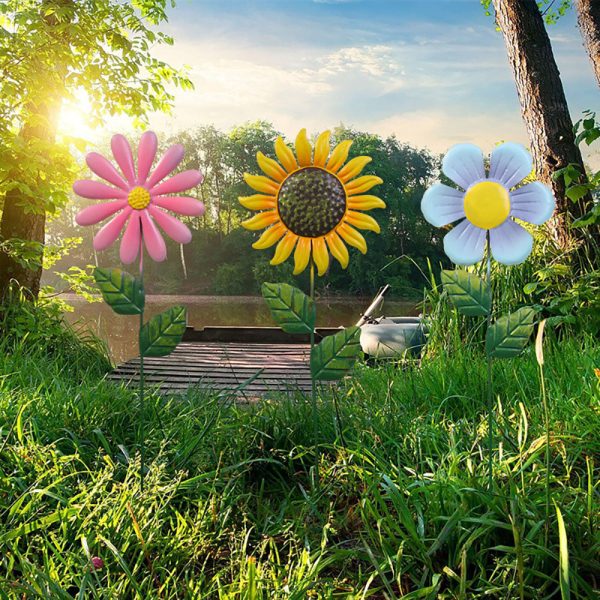 3 Pcs - Metal Flower Garden Yard Stake Online Hot Sale - Image 2