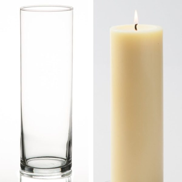 Richland Pillar Candle 9  & Eastland Cylinder Holder 10.5  Set of 12 (Choose your Color) Sale - Image 2