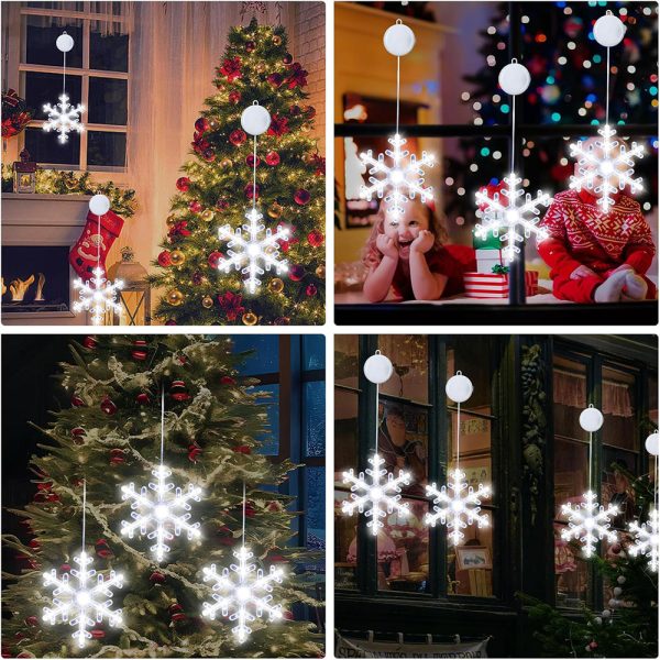 3 Pcs - LED Snowflake Window Light with Suction Cup Online - Image 5