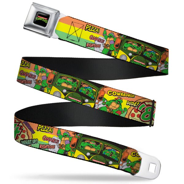Classic TMNT Logo Full Color Seatbelt Belt - Classic Teenage Mutant Ninja Turtles Turtles Pose14  84 Pizza Verbiage Webbing For Sale - Image 4