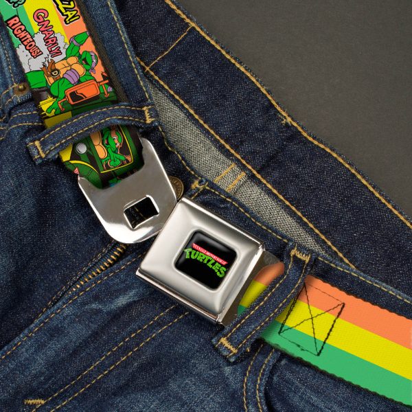 Classic TMNT Logo Full Color Seatbelt Belt - Classic Teenage Mutant Ninja Turtles Turtles Pose14  84 Pizza Verbiage Webbing For Sale - Image 5