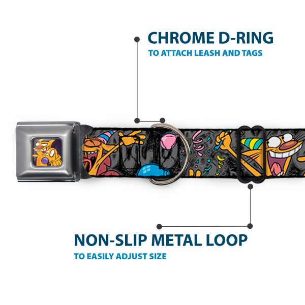 Dog & Cat Pose Full Color Seatbelt Buckle Collar - CatDog Party Balloons CATDOG Logo Gray Black Multi Color on Sale - Image 5